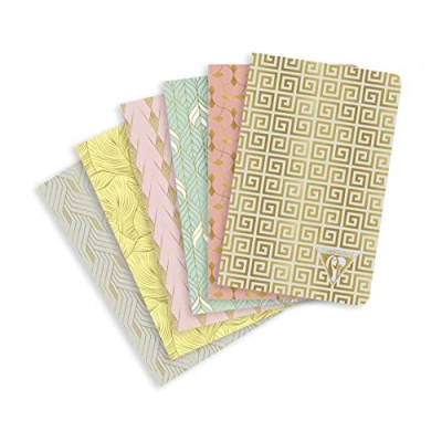 Abbildung von Clairefontaine 193096C Packung mit 6 Notizbücher Neo Deco Kollektion Frühling Sommer, 9x14cm 48 Blatt liniert, 90g, Motive sortiert, 1 Pack