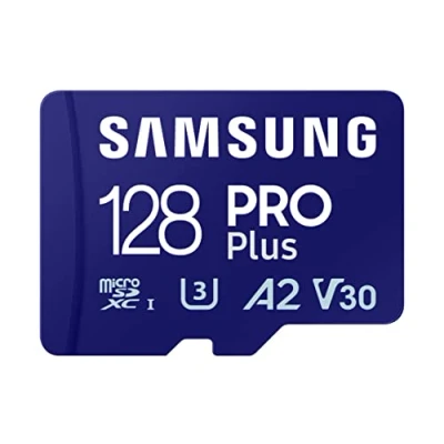 Abbildung von Samsung PRO Plus microSD Karte + SD Adapter, 128 GB, Für Mobile Gaming auf Smartphones, Tablets und Handheld Konsolen, UHS I U3, Full HD &amp; 4K UHD, 180 MB/s Lesen, 130 Schreiben, MB MD128SA/EU