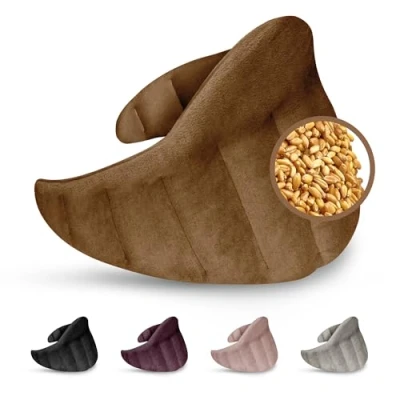 Abbildung von LESCHI XXL Wärmekissen für Mikrowelle (60x28 cm), 100% Bio Baumwolle und Weizen, 11 Kammer Körnerkissen, Braun, anschmiegsames Schulterwärmer ideal zur Entspannung von Schulter Nacken Hals Rücken
