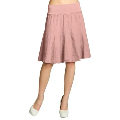Abbildung von Caspar RO014 Damen Leinenrock mit figurfreundlichem Stretch Bund, Farbe:rosa, Mode Größe:XS S