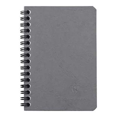Abbildung von Clairefontaine 785965C Agebag Spiralbuch (9,5 x 14 cm, 50 Blatt, liniert, Doppelspiralbindung, praktisch für unterwegs, robust und belastbar) 1 Stück grau