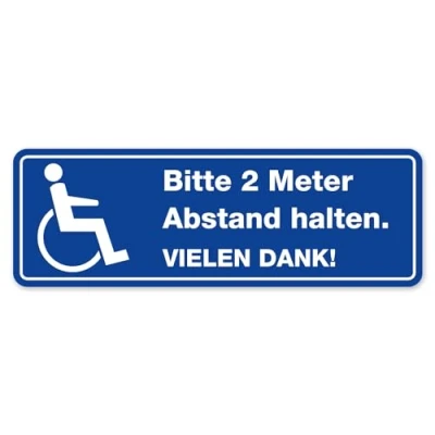 Abbildung von Bitte 2 Meter Abstand halten I Aufkleber für Rollstuhl Fahrer wetterfest 30 cm hin_386