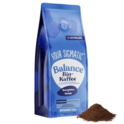 Abbildung von Adaptogen Ground Coffee by Four Sigmatic Medium Roast and Fair with Ashwagandha, Chaga Mushroom, Eleuthero Tulsi Focus Energy Boosting 12oz Bag