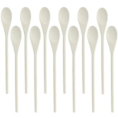 Abbildung von Belle Vous 12er Pack Kochlöffel aus Holz 3,9 x 30,2cm Naturbelassene Antihaft Set Mehrzweck Holzlöffel Rührlöffel zum Kochen, Mischen, Backen &amp; Puppen