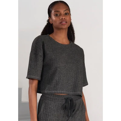 Abbildung von Lascana Tshirt basic, Damen, Größe: 44/46, Anthrazit melange