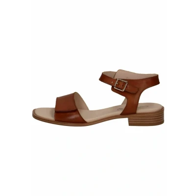Abbildung von CAPRICE Damen Sandalen flach aus Leder Festlich, Braun (Cognac Nappa), 39 EU