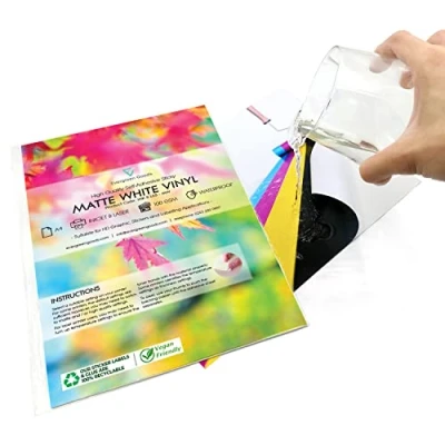 Abbildung von Evergreen Goods 20 Blatt Premium A4 matte weißes wasserfestes Vinyl (PVC) selbstklebendes Aufkleberpapier, Druckpapier für Tintenstrahl und Laserdrucker, Papier schnell trocknend &amp; tintenbeständig