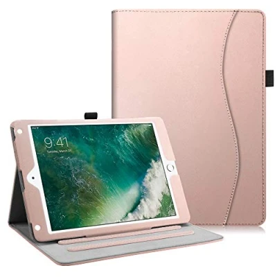 Abbildung von Fintie Hülle für iPad 9.7 Zoll 2018 2017 / Air 2 [Eckenschutz] Multi Winkel Betrachtung Folio Stand Schutzhülle Case mit Dokumentschlitze, Auto Sleep/Wake, Roségold
