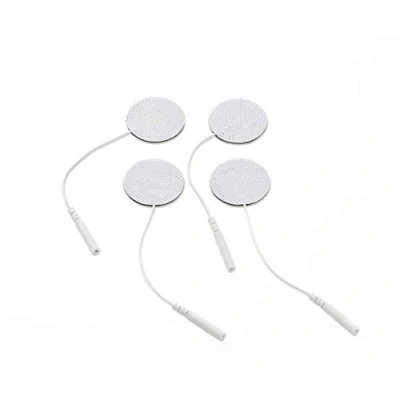 Abbildung von Promed Gewebe Elektrode ø 32 mm, 4 Stück, selbstklebende Tens Elektroden mit 2mm Stecker Anschluss für TENS/EMS Geräte, wiederverwendbar