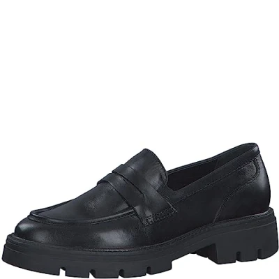 Abbildung von MARCO TOZZI Damen Loafer mit Plateau aus Leder Klassisch, Schwarz (Black), 40
