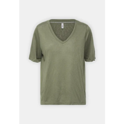 Abbildung von ONLY Onlelise V NECK Tshirt basic, Damen, Größe: XL, Khaki