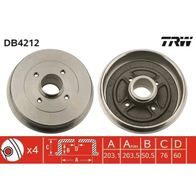 Abbildung von TRW DB4212 Bremstrommel RENAULT: Kangoo II Express, I, I Express