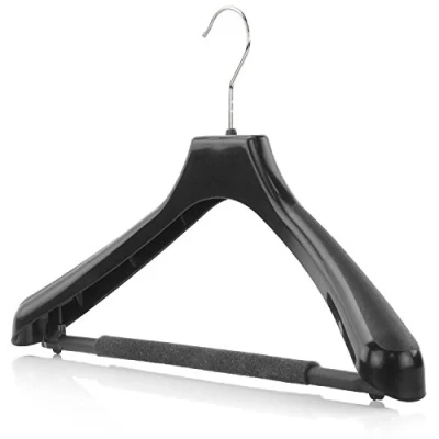 Abbildung von Hangerworld 10 Stabile Kunststoff Kleiderbügel 42cm Schwarz Rutschfester Hosensteg mit Schaumstoff