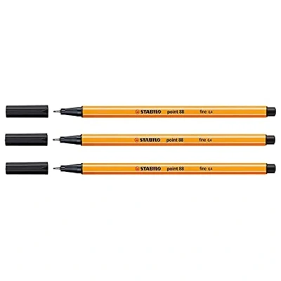 Abbildung von STABILO 3 Stück Filzstifte Point 88, feine Spitze, 0,4 mm, schwarz