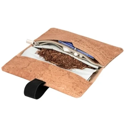 Abbildung von SIMARU Tabaktasche Drehertasche aus stabilem Kork, ideal für deinen Drehtabak/Tabak, Tabakbeutel bzw. Tasche in vielen Farben erhältlich, Tabaketui Herren und Damen (beige)