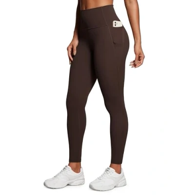 Abbildung von CRZ Yoga Butterluxe Damen High Waist Sport Leggings Blickdicht Soft Hosen Gym Workout Leggins mit Taschen 71cm Heißes Fudge Brown 36