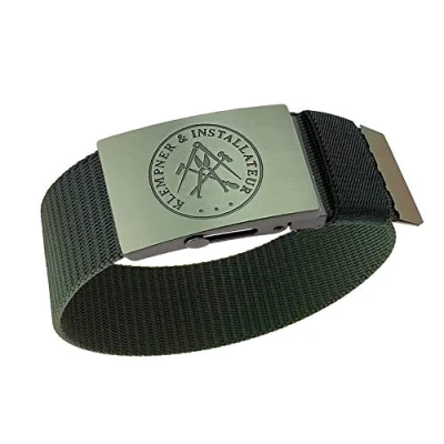 Abbildung von Gravurmanufaktur Klempner &amp; Installateur Handwerk und Zunft Hosengürtel, Schwarz, 40mm breit 120cm lang