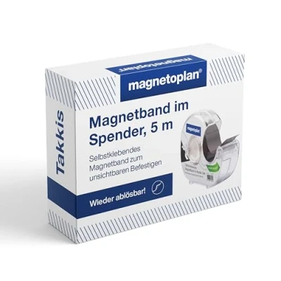 Abbildung von magnetoplan Magnetband, selbstklebend im Handabroller BxL 19mmx5m Magnetklebeband für Moderation und Präsentation Magnetstreifen Büro, Schule Zuhause Zum Befestigen von Tonie Zubehör