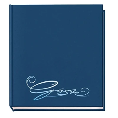Abbildung von VELOFLEX 5420050 Gästebuch Classic mit Prägung Gäste, 144 Seiten weißes blanko Papier, 205 x 240 mm, blau