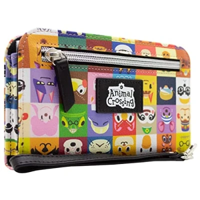 Abbildung von Nook New Horizons Animal Crossing Villagers Portemonnaie Bi Fold Telefon, Münztasche &amp; Kartenhalter, Mehrfarbig