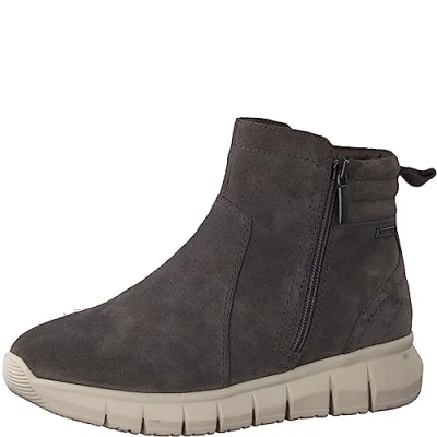 Abbildung von Tamaris Comfort Damen Stiefeletten ohne Absatz mit Reißverschluss Flach Fit, Grau (Antrac. Suede), 38 EU