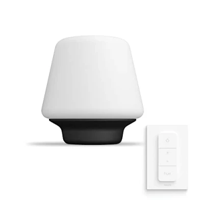 Abbildung von Philips Hue White Ambiance Wellness Tischleuchte schwarz inkl. Dimmschalter, dimmbar, alle Weißschattierungen, steuerbar via App, kompatibel mit Amazon Alexa (Echo, Echo Dot)