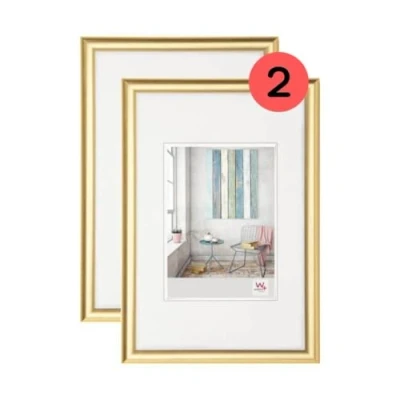 Abbildung von walther design Bilderrahmen gold 30 x 40 cm Doppelpack, Trendstyle Kunststoffrahmen KP040GD