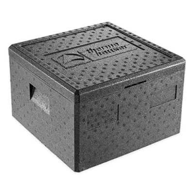 Abbildung von thermohauser EPP Thermobox Pizza schwarz mit Deckel 25 Liter 41 x 25,5 cm Pizzabox für Lieferservice