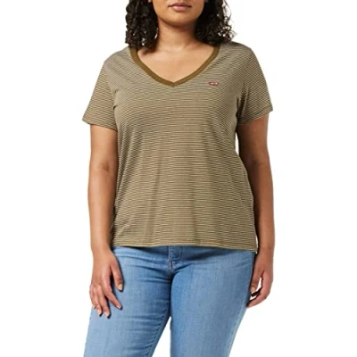 Abbildung von Levi&#039;s Damen Perfect V Neck T Shirt,Peppercorn Dark Olive,XXS
