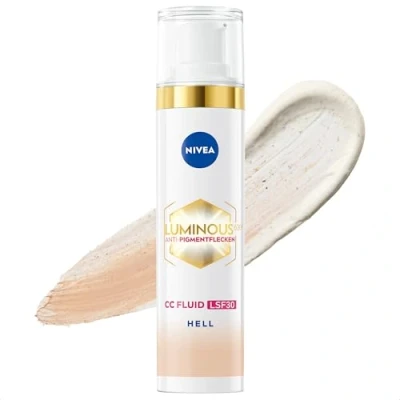 Abbildung von NIVEA Luminous 630 Anti Pigmentflecken CC Fluid LSF 30 für helle Hauttöne, Cream mit Hyaluron und mikroverkapselten Farbpigmenten, Tagescreme einen ebenmäßigen Teint (40 ml)