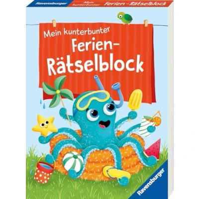 Abbildung von Ravensburger Mein kunterbunter Ferien Rätselblock Rätselspaß im Urlaub, auf Reisen oder Zuhause Unterhaltung für Kinder von 7 bis 9 Jahren