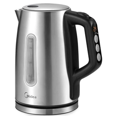 Abbildung von Midea Wasserkocher mit Temperatureinstellung (40, 60, 70, 80, 90, 100 Degree C),Edelstahl 1,7 Liter,Kettle 2200W Sichtfenster, Warmhaltefunktion für 60 Min