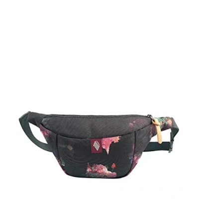 Abbildung von Hip Bag, Stylische Brusttasche, Gürteltasche mit 2 Fächern, Travel Pack, Heritage Umhängtasche, Festival Hüfttasche, Bauchtasche, 25 x 14 8cm, Black Rose