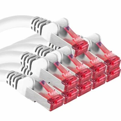 Abbildung von CAT6 Netzwerk Kabel 10x 0,5m Schirmung SFTP CAT.6 RJ45 Patch Ethernet DSL LAN Router Switch Modem Patchfeld weiß 10 Stück