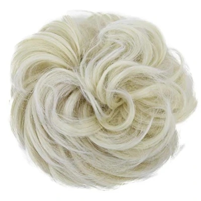 Abbildung von CAISHA Scrunchie Haarteil Haargummi Dutt Haarverdichtung Groß Emilia Gewellt Unordentlich DM15cm Weißblond Mix G31E