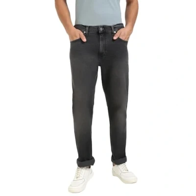 Abbildung von Calvin Klein Herren Jeans Hose Straight Slim Fit, Schwarz (Denim Black), 38W/32L