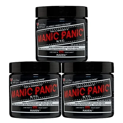 Abbildung von Manic Panic Raven Classic Creme, vegan, tierversuchsfrei, schwarze semipermanente Haarfarbe, 3 x 118 ml