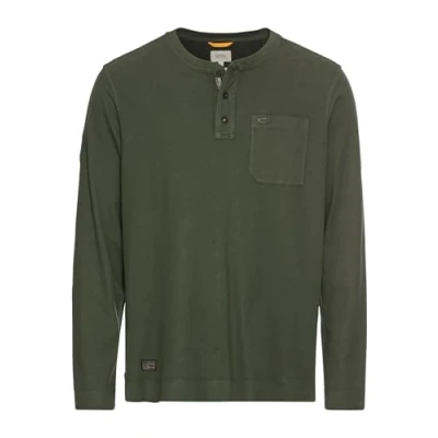 Abbildung von camel active Herren Langarm Henley aus Organic Cotton Grün, Menswear XL