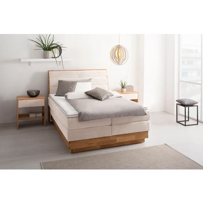 Abbildung von OTTO products Boxspringbett »Jenna« ohne LED Beleuchtung, mit zertifizierten, recycelten Bezugsstoffen