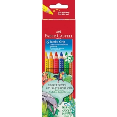 Abbildung von FABER CASTELL 110906 Jumbo Buntstifte Set Grip, 6 teilig, dreikant, bruchsicher, für Kinder und Erwachsene