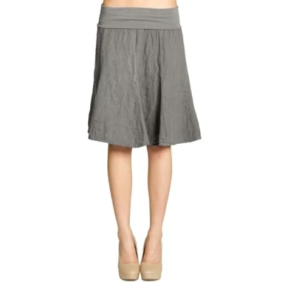 Abbildung von Caspar RO014 Damen Leinenrock mit figurfreundlichem Stretch Bund, Farbe:Taupe, Mode Größe:L XL