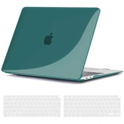 Abbildung von TECOOL Hülle für MacBook Air 13 Zoll Retina 2020 2019 2018 (M1 A2337/A2179/A1932), Ultradünne Schutzhülle Hartschale Case u. EU QWERTZ Tastaturschutz, Kristall Tiefblaugrün