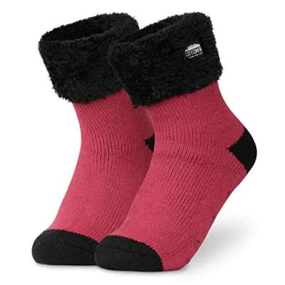 Abbildung von CityComfort Kuschelsocken Damen, Dicke Socken Rutschfeste Haussocken Damen (Fuchsia)