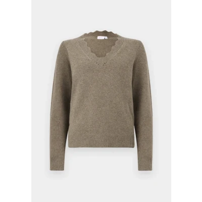 Abbildung von VILA Nikolina Vneck L/S NOOS Strickpullover, Damen, Größe: XS, Brown