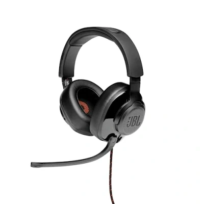 Abbildung von JBL Quantum 200 Over Ear Gaming Headset Wired 3,5 mm Klinke und PC Splitter mit hochklappbarem Boom Mikrofon Kompatibel vielen Plattformen Schwarz