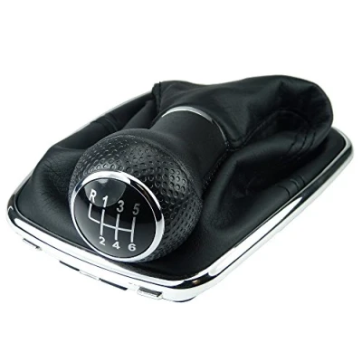 Abbildung von L &amp; P Car Design L&amp;P A253 6 Schaltsack Schaltmanschette Schwarz Schaltknauf Gang 12mm kompatibel mit VW Golf 4 IV Chrom Rahmen Knauf Plug Play Ersatzteil für 1J0711113
