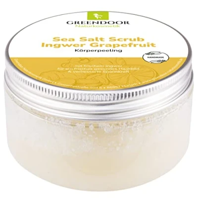 Abbildung von GREENDOOR Körperpeeling Meersalz Ingwer Grapefruit 280g, natürliches Salz Peeling ohne Mikroplastik, Natur Duschpeeling Konservierungsmittel, Body Scrub, Sauna