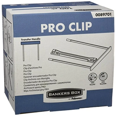 Abbildung von BANKERS BOX 0089701 Archivclip, ProClip, 100 mm, mit Bügel, 100% recycelt, Stück, Weiß