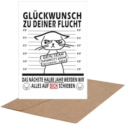 Abbildung von CJ&amp;M Abschiedskarte Kollege Herzlichen Glückwunsch zu Ihrer Flucht Abschiedsgeschenk Jobwechsel Klappkarte