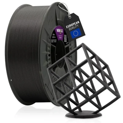 Abbildung von WINKLE PETG CF Filament 1.75mm Kohlenstoff, 1kg Spule, 3D Drucker Kompatibel mit FDM Druckern, Druckmaterialien, Maßgenauigkeit +/ 0.05mm, Schlagfest, Kohlefaser